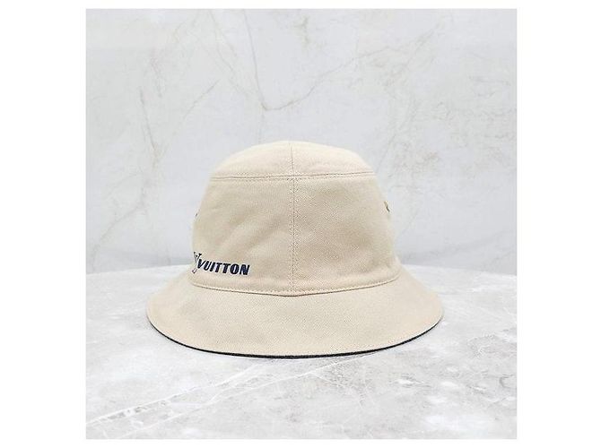 Louis Vuitton Wendbarer Denim Bucket Hat Blau Beige - Ansicht 5