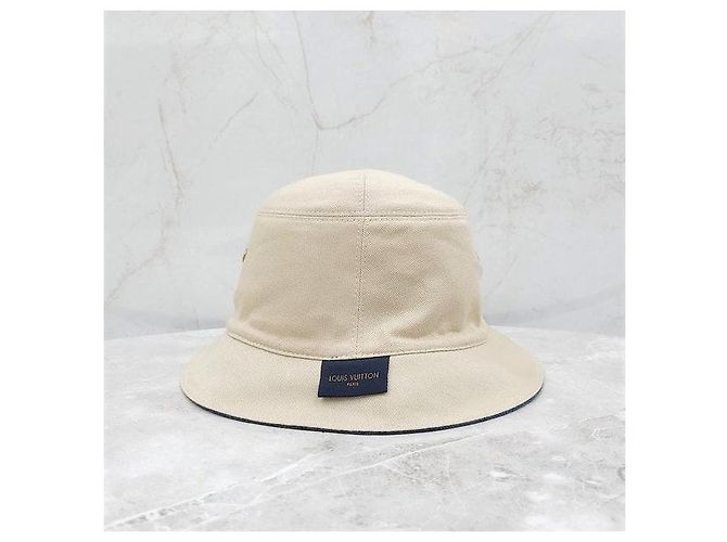 Louis Vuitton Wendbarer Denim Bucket Hat Blau Beige - Ansicht 7