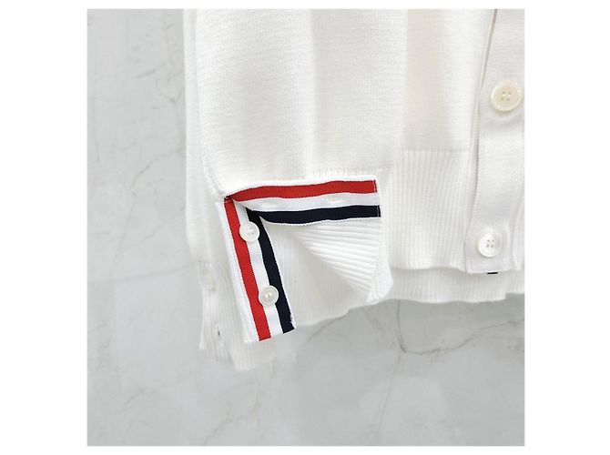 Thom Browne Milano Stitch White Armband Cardigan - Ansicht 10