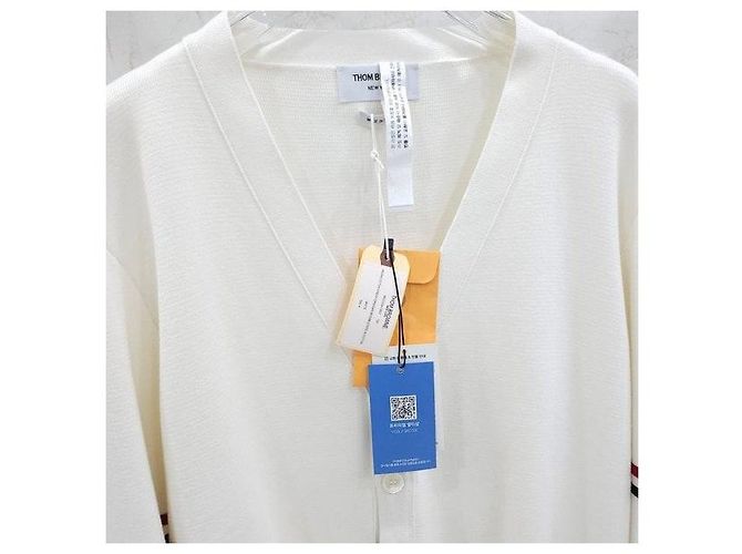 Thom Browne Milano Stitch White Armband Cardigan - Ansicht 5
