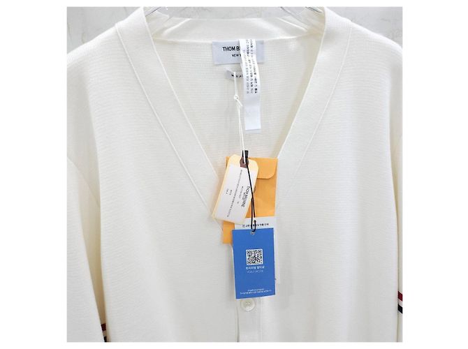 Thom Browne Milano Stitch White Armband Cardigan - Ansicht 9