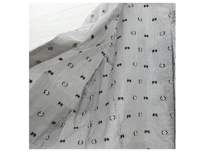 Chanel CC Mark Stripe Camellia Kurzarmhemd aus Baumwolle - Ansicht 6