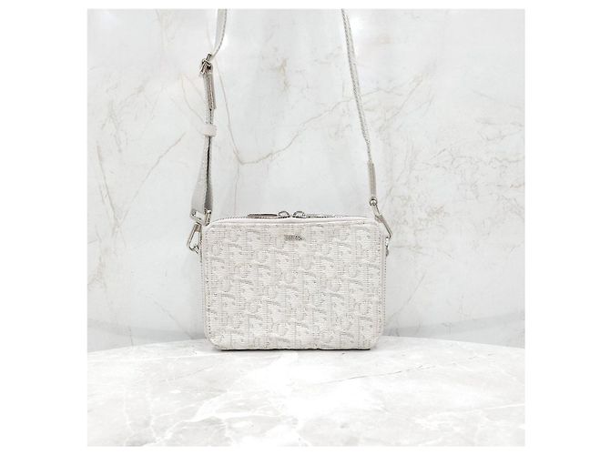 Dior Borsa crossbody pochette con zip in jacquard bianco - vista 12