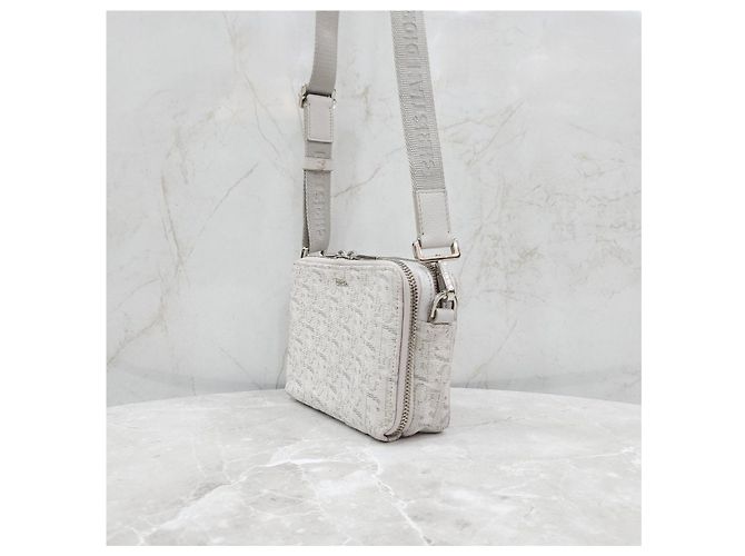 Dior Borsa crossbody pochette con zip in jacquard bianco - vista 13