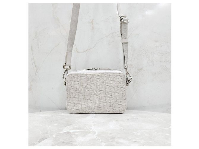 Dior Borsa crossbody pochette con zip in jacquard bianco - vista 14
