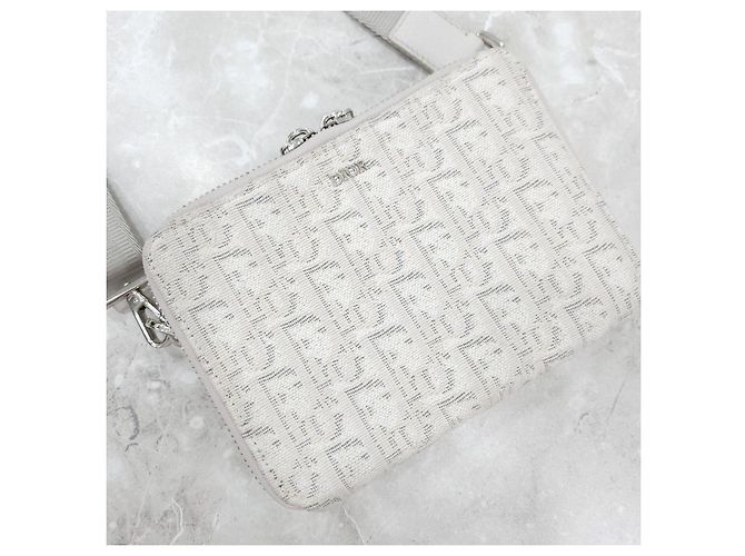 Dior Borsa crossbody pochette con zip in jacquard bianco - vista 15