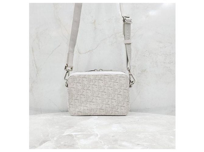 Dior Borsa crossbody pochette con zip in jacquard bianco - vista 3