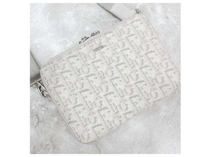 Dior Borsa crossbody pochette con zip in jacquard bianco - vista 4