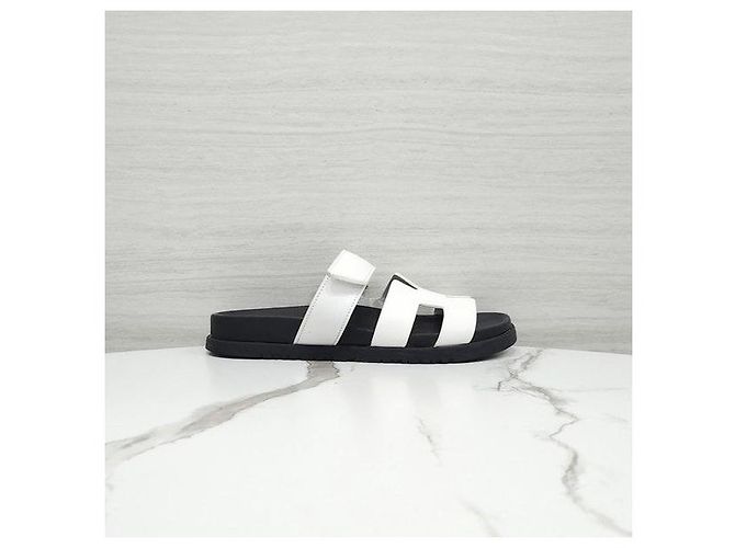 Hermès Sandali Slippers Cipre in vitello Blanc - vista 4