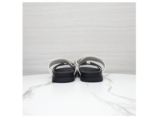 Hermès Sandali Slippers Cipre in vitello Blanc - vista 8