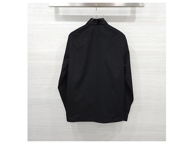 Prada Camicia di paillettes con logo triangolo nero - vista 2