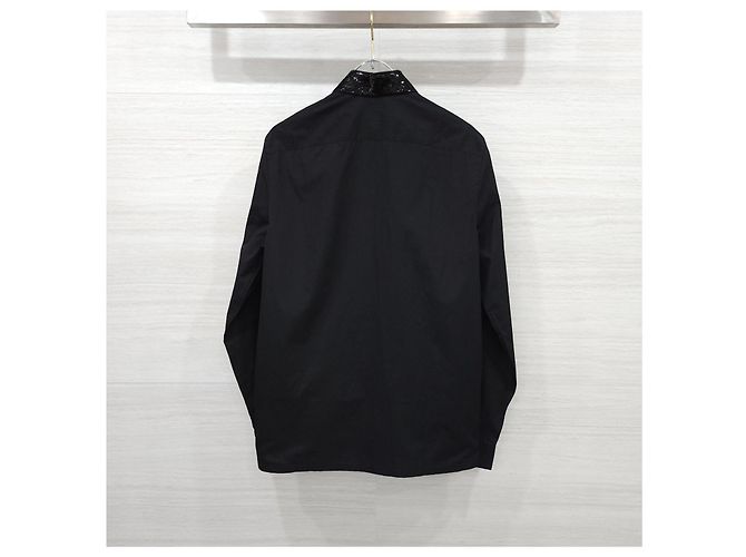 Prada Camicia di paillettes con logo triangolo nero - vista 6
