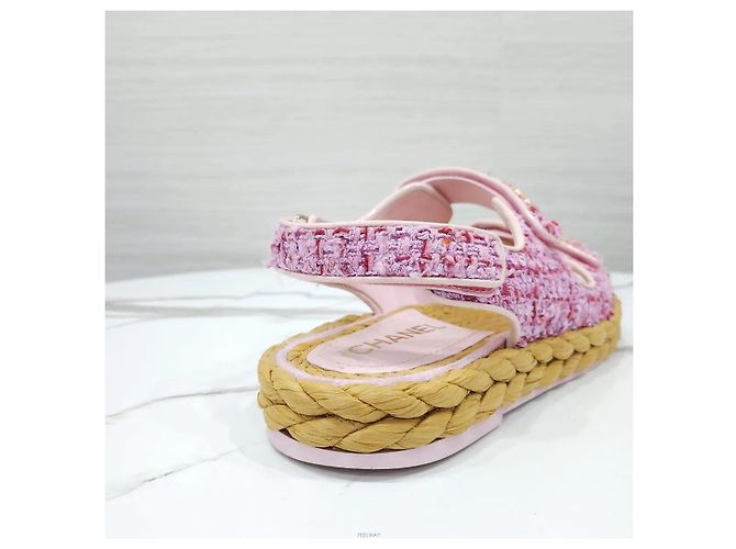 Chanel Sandali in Tweed con Velcro Rosa - vista 6