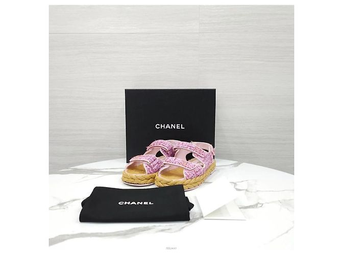 Chanel Sandali in Tweed con Velcro Rosa - vista 8