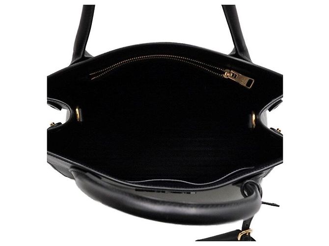 Prada Borsa Tote e borsa a tracolla Monochrome Gold in Saffiano nero - vista 5