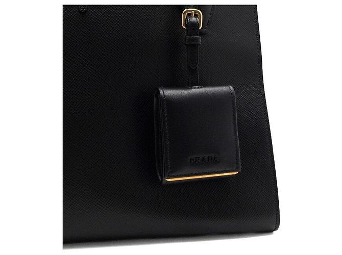 Prada Borsa Tote e borsa a tracolla Monochrome Gold in Saffiano nero - vista 8