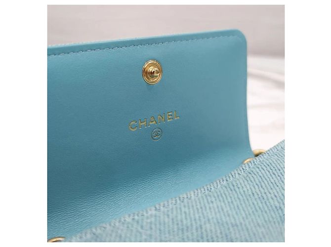 Chanel Borsa a tracolla con patta in denim blu - vista 8