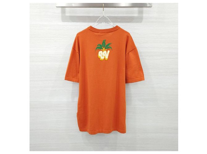 Louis Vuitton Palm Tree Kurzarm Strickpullover Rundhals Orange XL - Ansicht 10