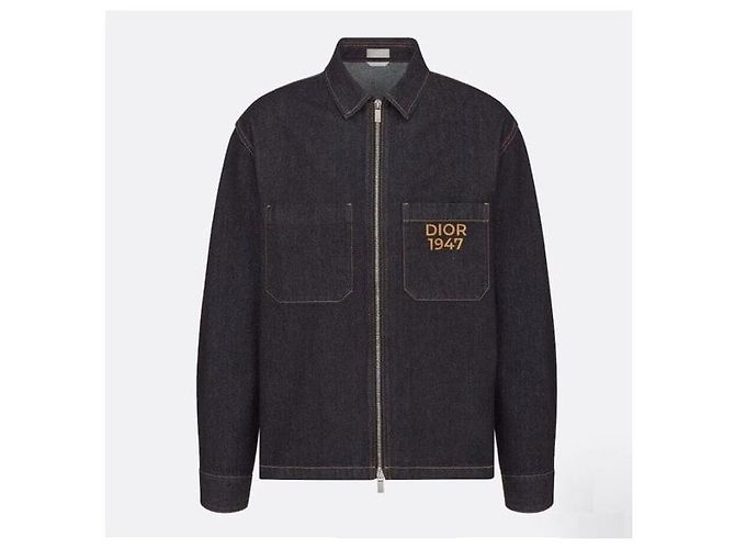 Dior Giacca Bomber in Denim di Cotone con Logo Ricamato e Zip - vista 7