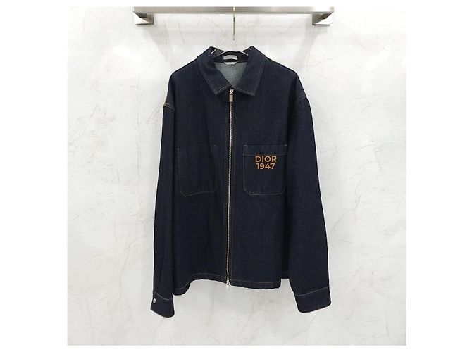 Dior Giacca Bomber in Denim di Cotone con Logo Ricamato e Zip - vista 9