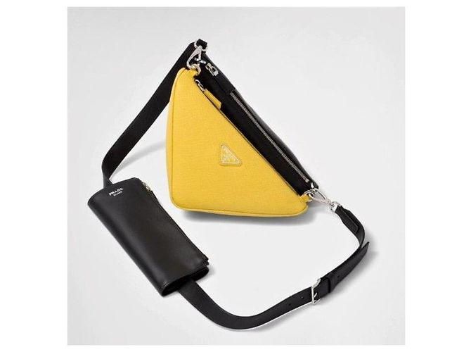 Prada Borsa a tracolla Triangle in pelle Saffiano - vista 11