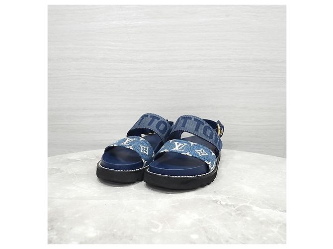 Louis Vuitton Sandali Paseo Flat Comfort Denim - vista 7