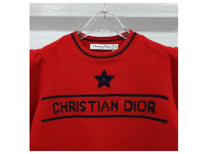 Dior Roter Kaschmir-Wollpullover Strick - Ansicht 10