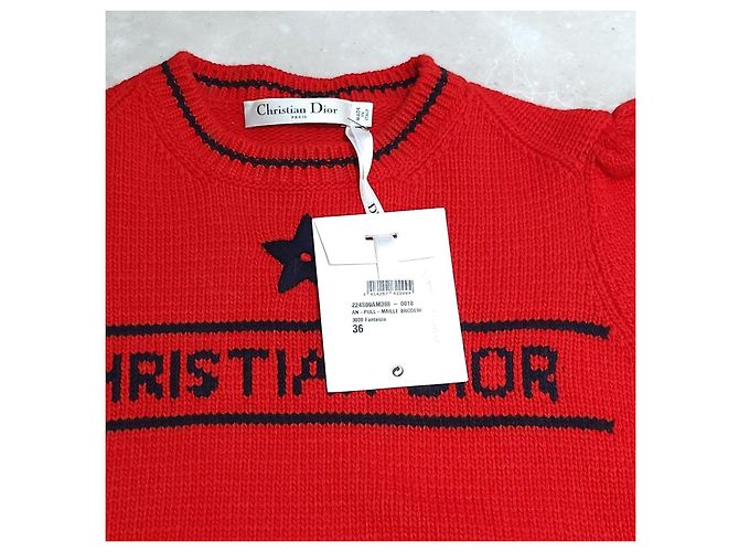Dior Roter Kaschmir-Wollpullover Strick - Ansicht 13