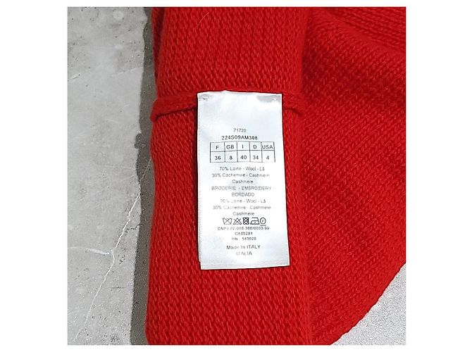 Dior Roter Kaschmir-Wollpullover Strick - Ansicht 14