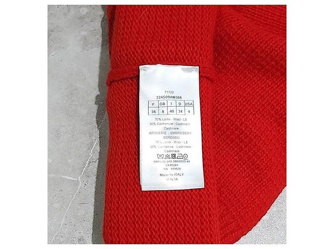 Dior Roter Kaschmir-Wollpullover Strick - Ansicht 7