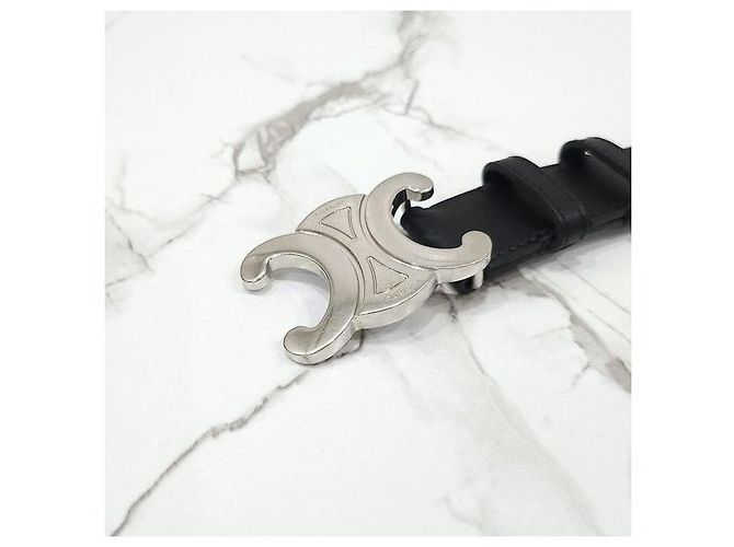 Hermès Triomphe Gürtel 85 Kalbsleder Silber - Ansicht 4