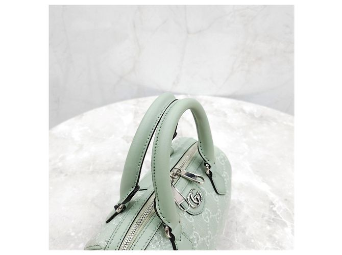 Gucci Borsa Ophidia GG Mini Top Handle Pale Green Denim - vista 13
