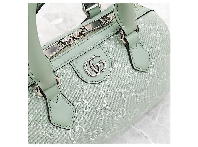 Gucci Borsa Ophidia GG Mini Top Handle Pale Green Denim - vista 14