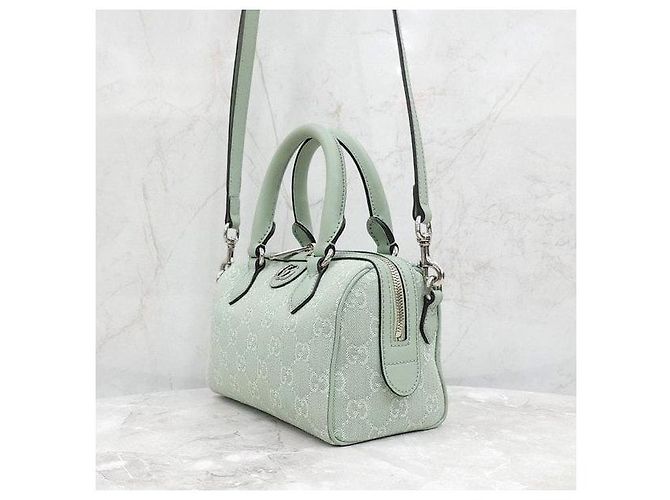 Gucci Borsa Ophidia GG Mini Top Handle Pale Green Denim - vista 2
