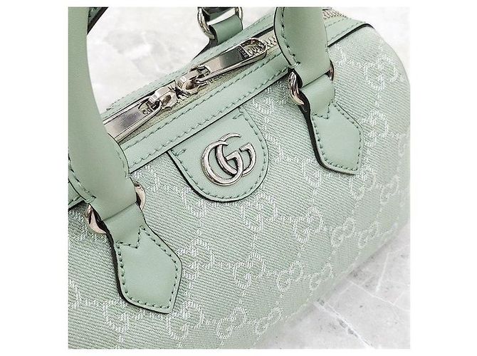 Gucci Borsa Ophidia GG Mini Top Handle Pale Green Denim - vista 5