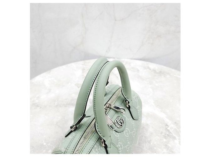 Gucci Borsa Ophidia GG Mini Top Handle Pale Green Denim - vista 6