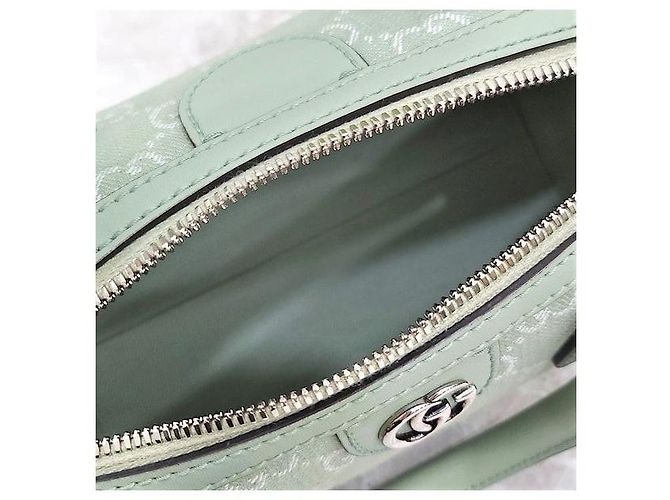 Gucci Borsa Ophidia GG Mini Top Handle Pale Green Denim - vista 7