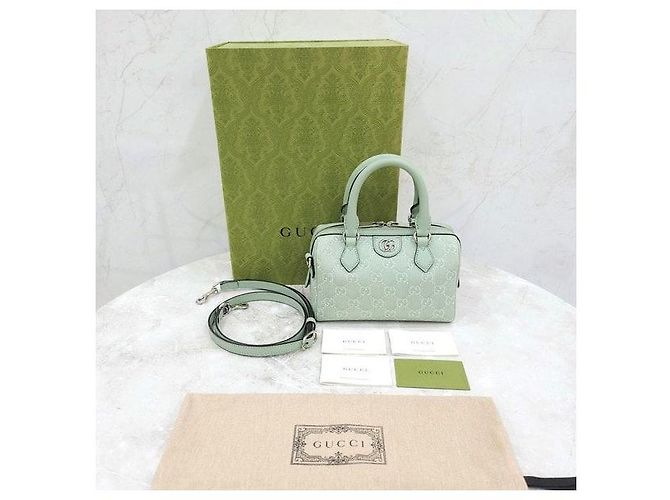 Gucci Borsa Ophidia GG Mini Top Handle Pale Green Denim - vista 8