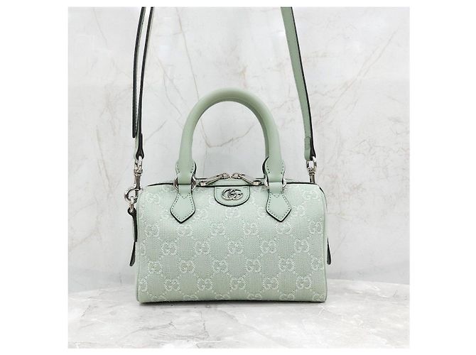Gucci Borsa Ophidia GG Mini Top Handle Pale Green Denim - vista 9
