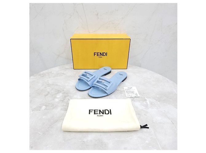 Fendi Blaue Baguette Sandalen Slippers - Ansicht 12