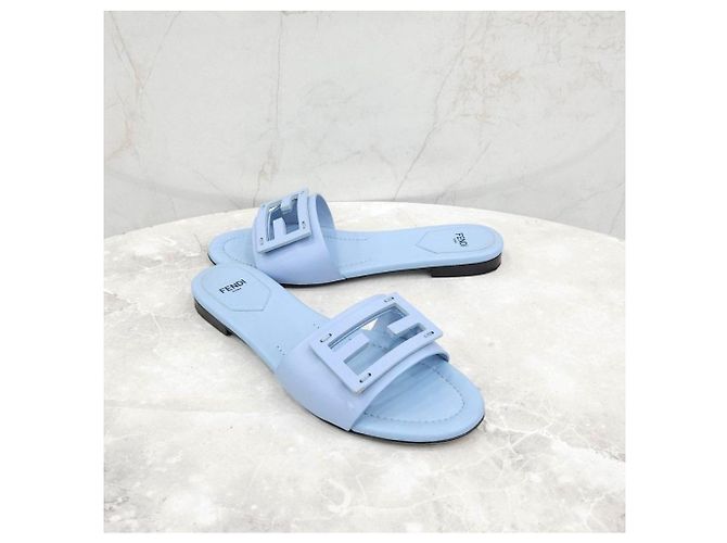 Fendi Blaue Baguette Sandalen Slippers - Ansicht 9