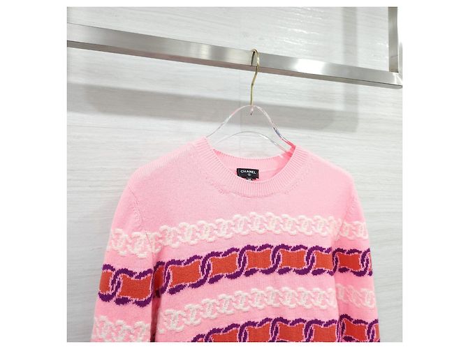 Chanel Pullover de malha rosa em cashmere - vista 10