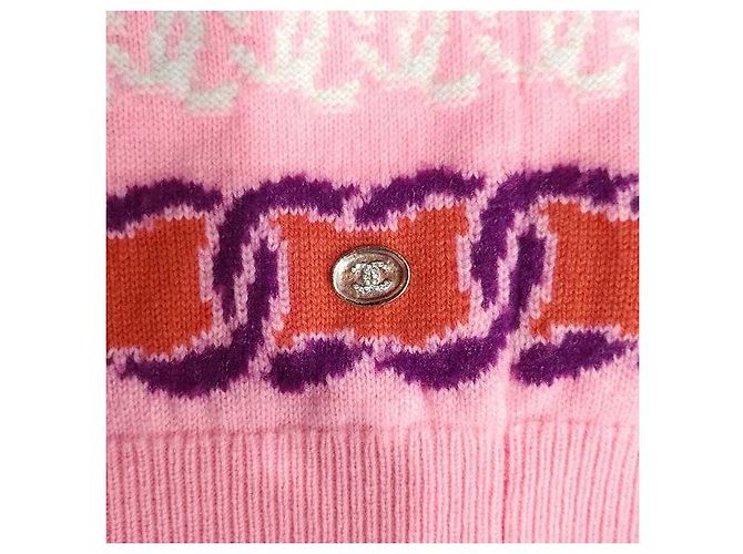 Chanel Pullover de malha rosa em cashmere - vista 6
