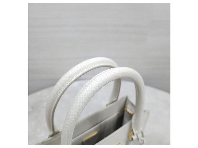 Prada Mini borsa tote a tracolla in pelle Saffiano bianca - vista 5