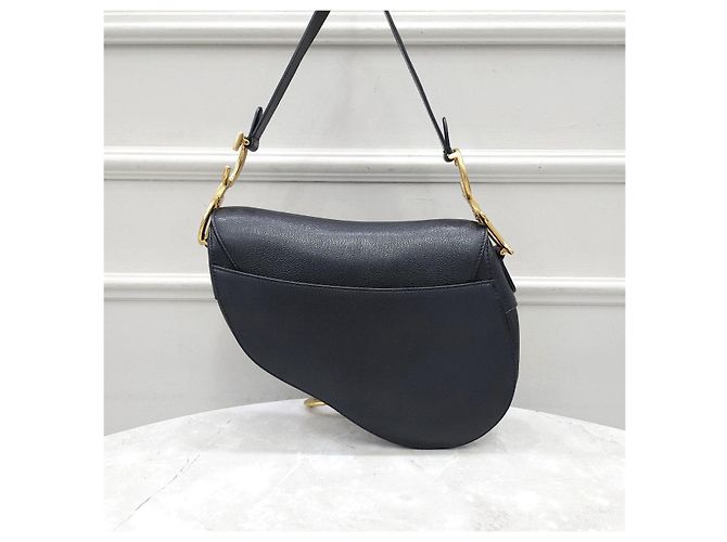 Dior Saddle Strap Tasche aus schwarzem Leder - Ansicht 10