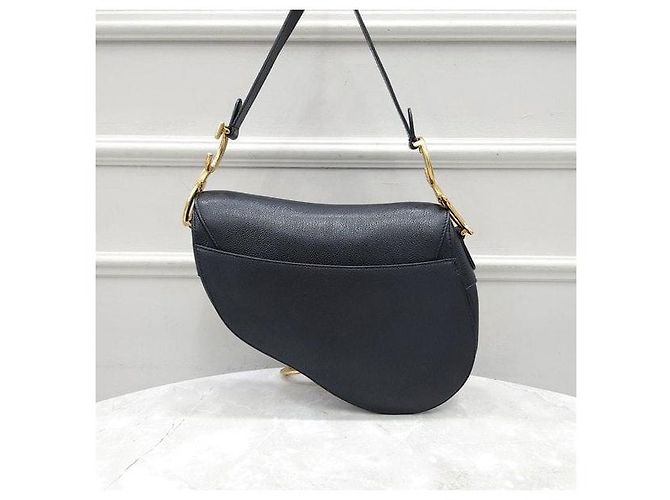 Dior Saddle Strap Tasche aus schwarzem Leder - Ansicht 3