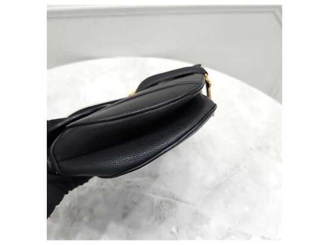 Dior Saddle Strap Tasche aus schwarzem Leder - Ansicht 4