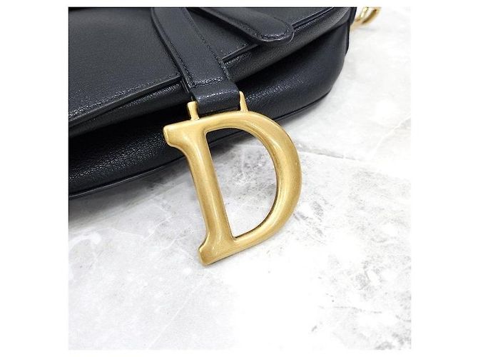 Dior Saddle Strap Tasche aus schwarzem Leder - Ansicht 5
