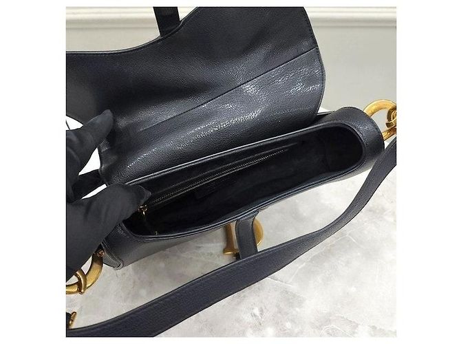 Dior Saddle Strap Tasche aus schwarzem Leder - Ansicht 7