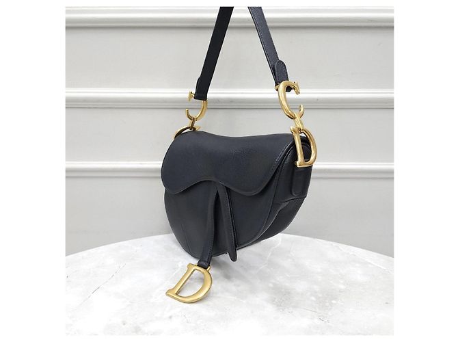 Dior Saddle Strap Tasche aus schwarzem Leder - Ansicht 9